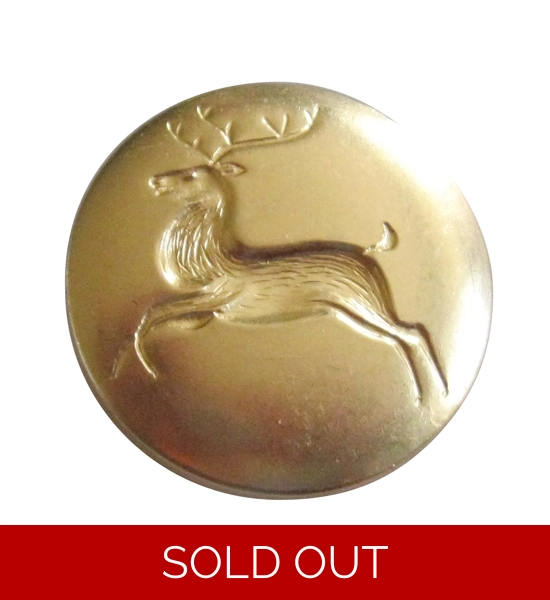 1 1/8 inch Reindeer Button Bright Brass Sew on / Removable set of 6